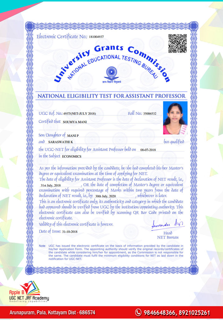 UGC NET economics classes in kerala