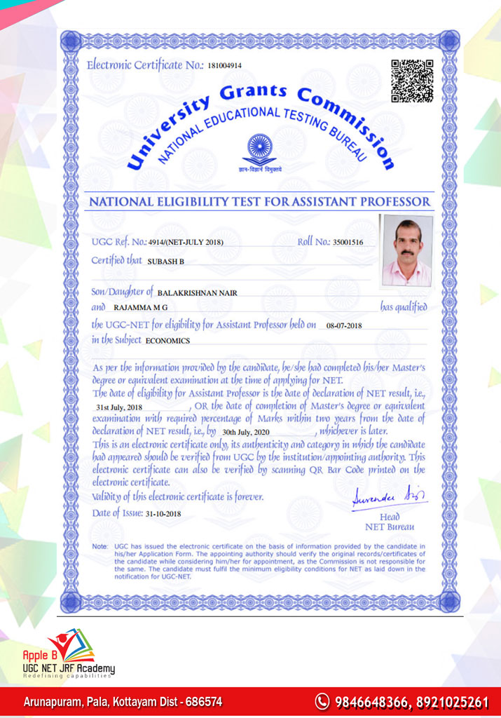 UGC NET economics classes in kerala