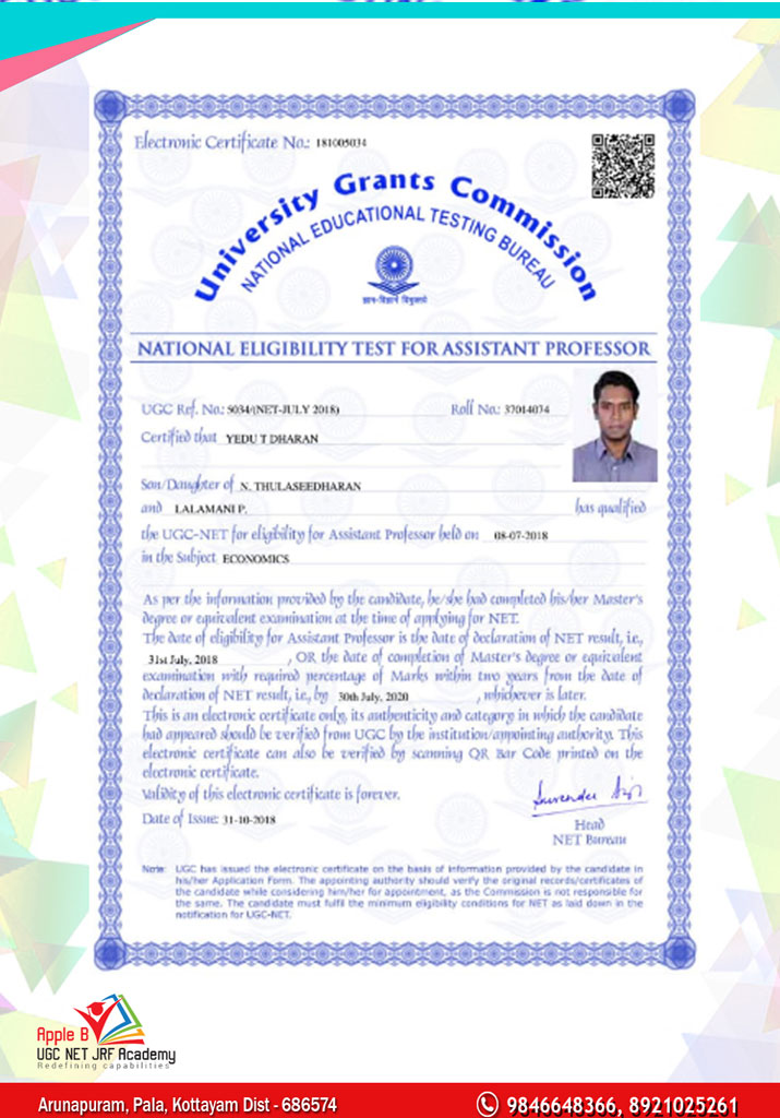 UGC NET economics classes in kerala