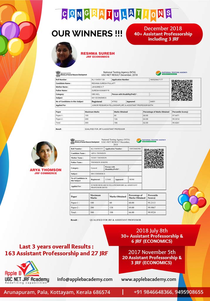 UGC NET economics classes in kerala