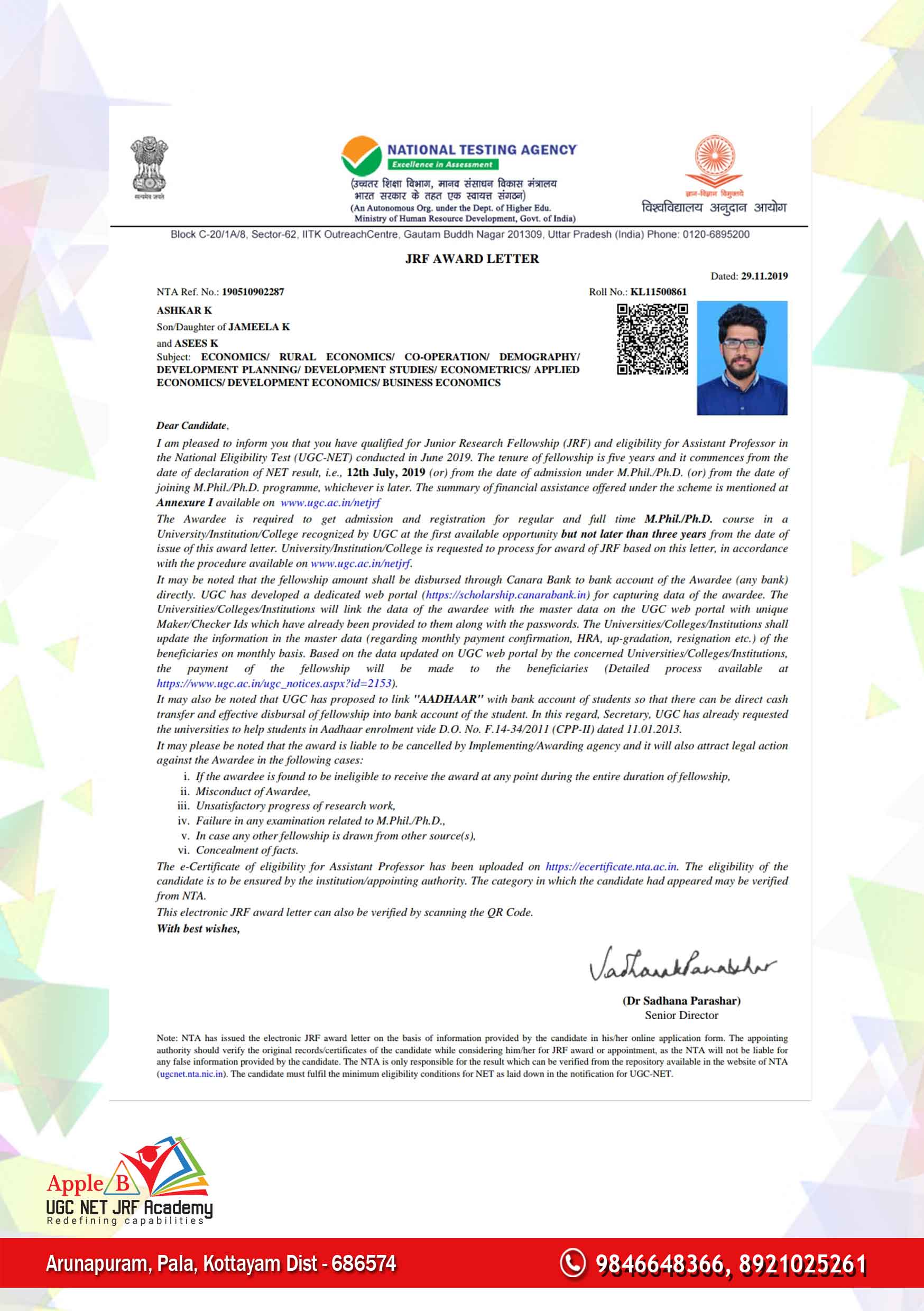 Ashkar Jrf Apple B Ugc Net Jrf Academy